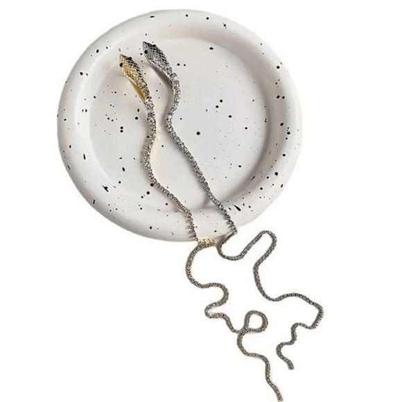 White Gold Diamond Snake Gothic Hair Clip - Picture 5 of 8